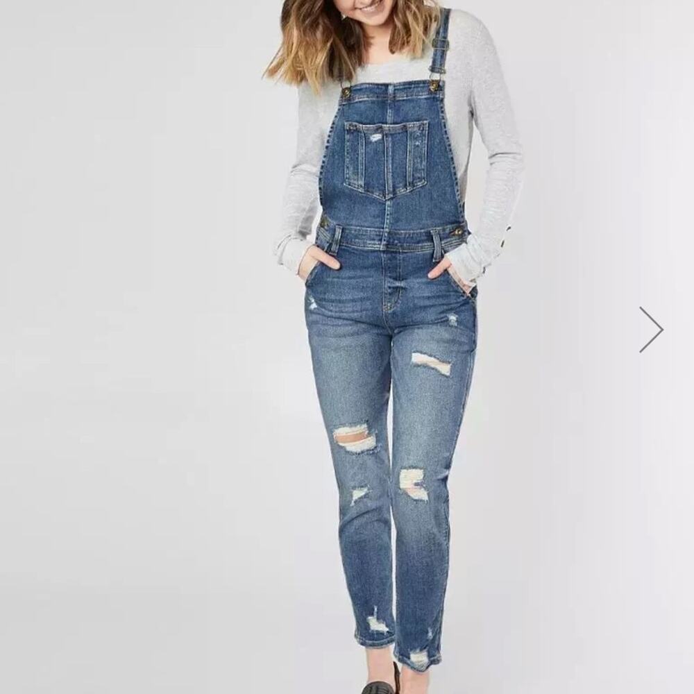 Sneak Peek Distressed Denim Overalls